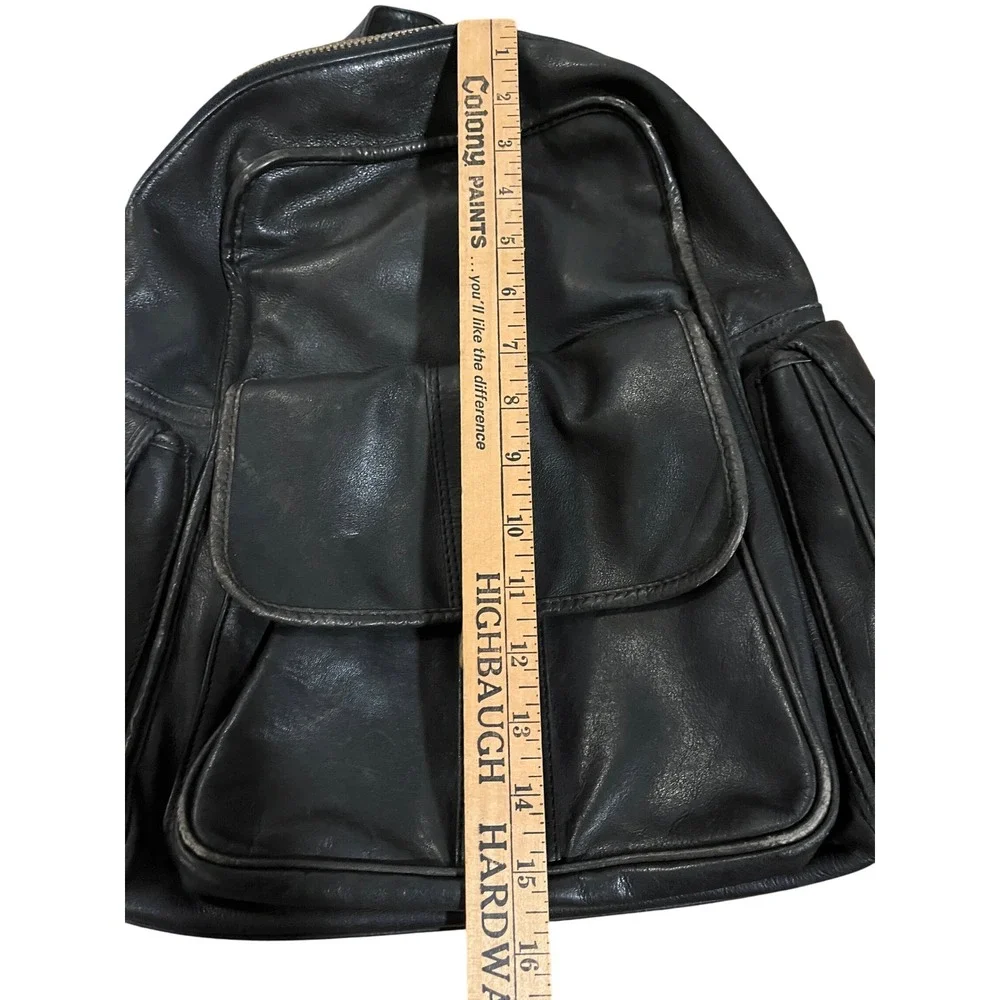 Vintage Dakota by Tumi Black Leather Backpack Vintage Rucksack Multi Pocket